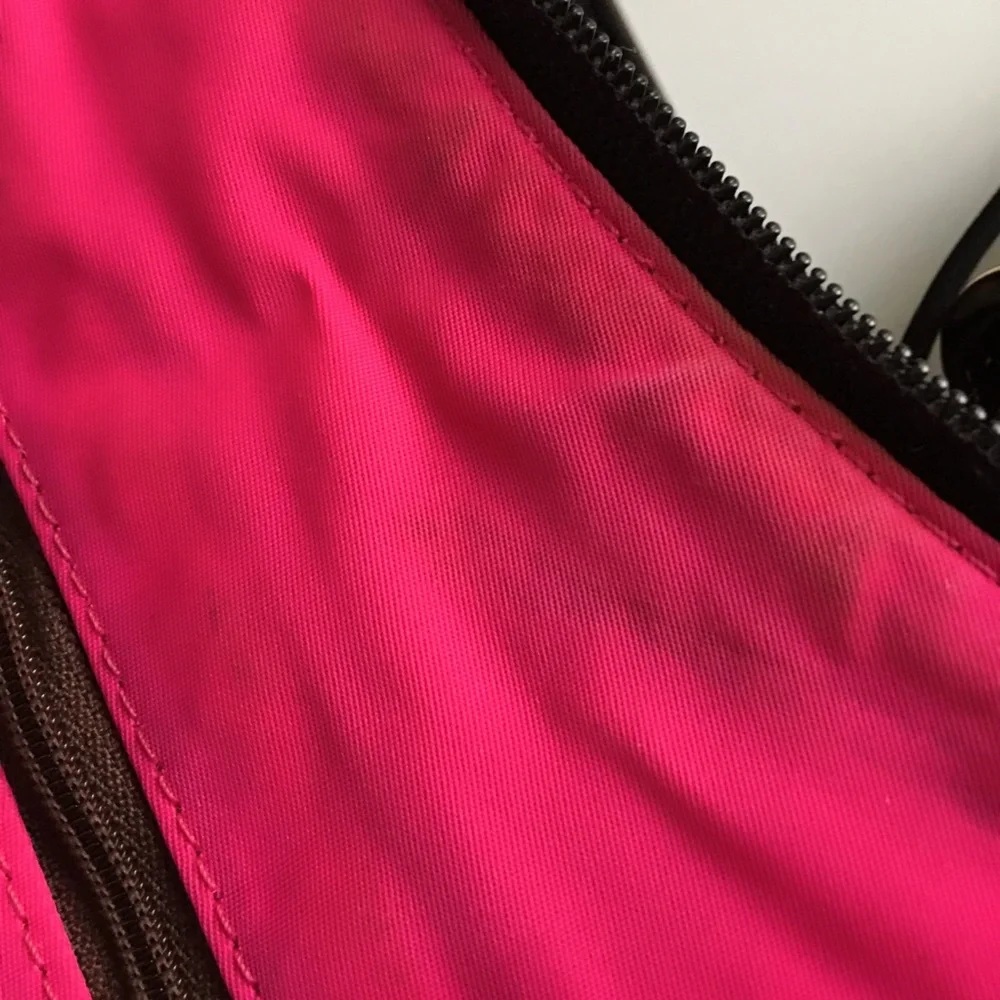 Dooney & Bourke Hobo Handbag Purse Erica Nylon Shoulder Black Pink Zip Medium